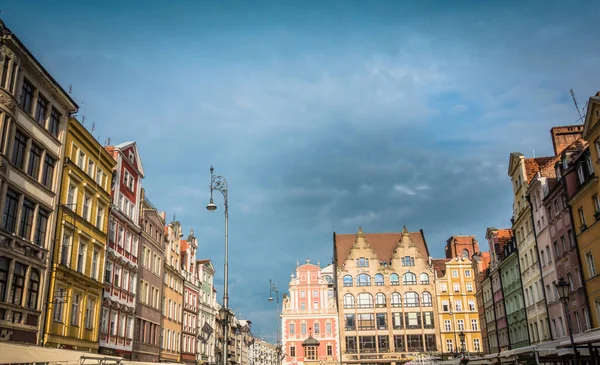 Plaza Del Mercado Central Wroclaw Con Antiguas Casas Coloridas — Foto de Stock