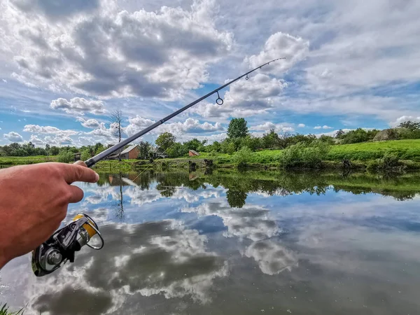 Pesca Descanso Rural Antecedentes Sobre Tema Recreação — Fotografia de Stock