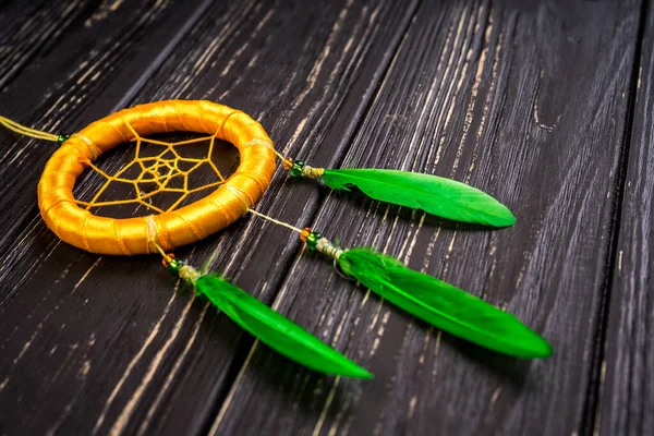 Dream Catcher Wooden Background — Stock Photo, Image