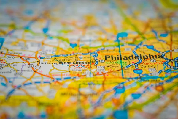 Philadelphia Auf Der Landkarte Hintergrund — Stockfoto