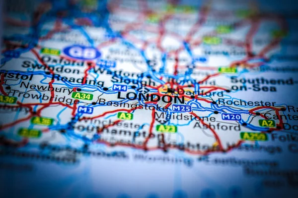 London Térképen — Stock Fotó