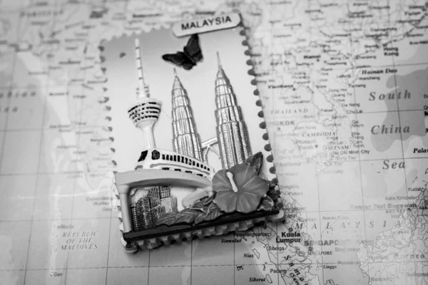 Malezja Mapie Świata Tło Podróży — Zdjęcie stockowe