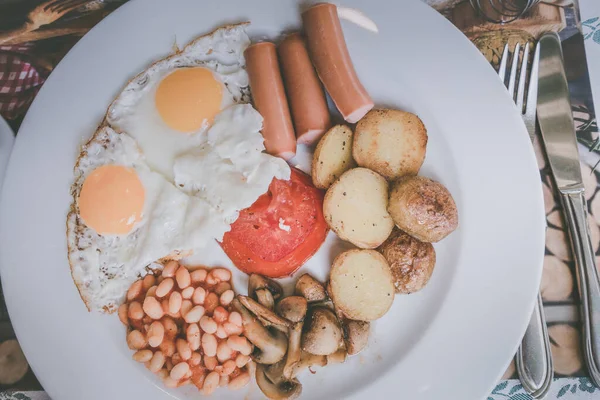 Англійський Сніданок Тарілці — стокове фото