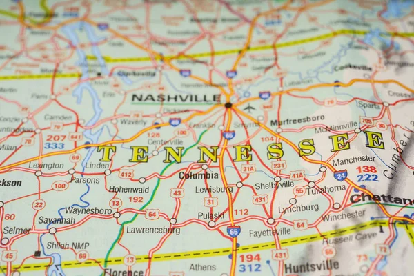 Nashville Sullo Sfondo Della Mappa Degli Stati Uniti — Foto Stock