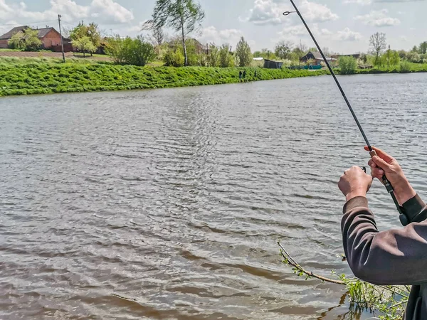 Pesca Descanso Rural Contexto Sobre Tema Recreación — Foto de Stock