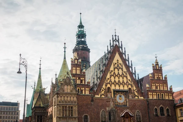 Wroclaw Pusat Pasar Persegi Dengan Tua Berwarna Warni Rumah — Stok Foto