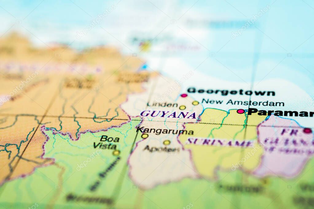 Guyana map background, travel concept