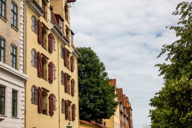 Kopenhag, Danimarka - 15 Temmuz 2019. Kopenhag 'ın güzel sokakları, Danimarka