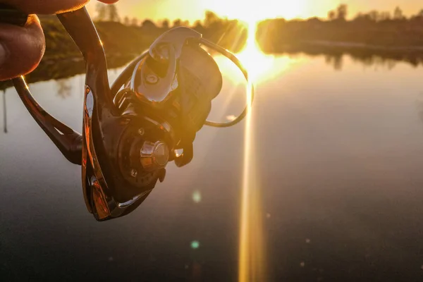 Pesca Del Luccio Sul Lago Attività Ricreative Pesca — Foto Stock