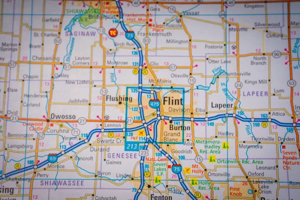 Flint Usa Kaart Reisachtergrond — Stockfoto
