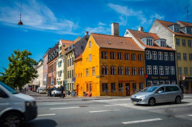 Kopenhag, Danimarka - 18 Temmuz 2019. Güzel Kopenhag mimarisi, Kopenhag 'da seyahat