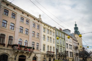 Muhteşem kış Lviv mimarisi ve sokakları