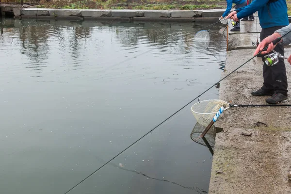 Pesca Truchas Lago Pesca Deportiva Actividades Aire Libre —  Fotos de Stock