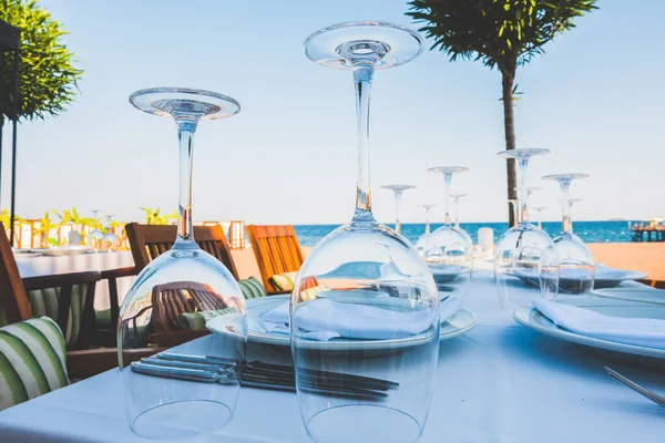 Schöne Tischdekoration Einem Restaurant Meer — Stockfoto