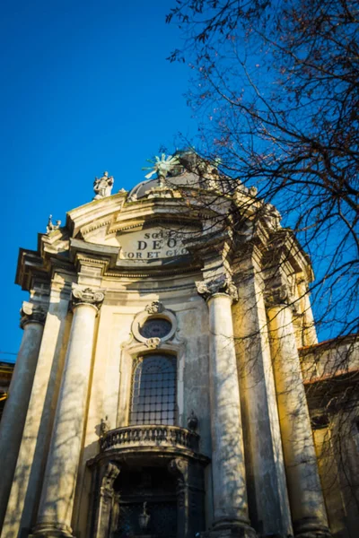 Muhteşem Kış Lviv Mimarisi Sokakları — Stok fotoğraf