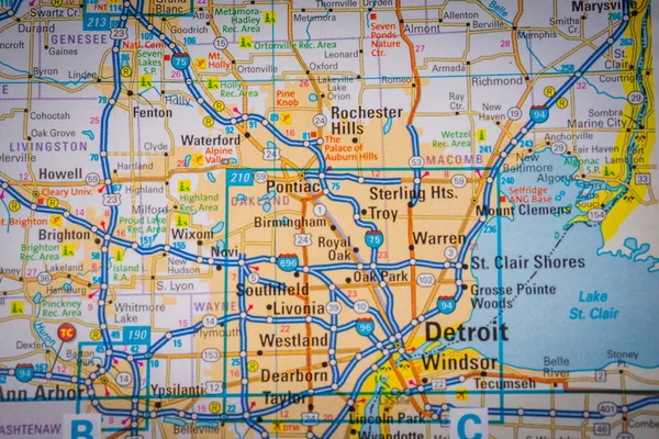 Detroit Estados Unidos Mapa Fondo Viaje —  Fotos de Stock