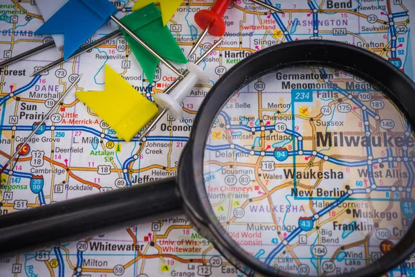 Milwaukee Mappa Stati Uniti Viaggio Sfondo — Foto Stock