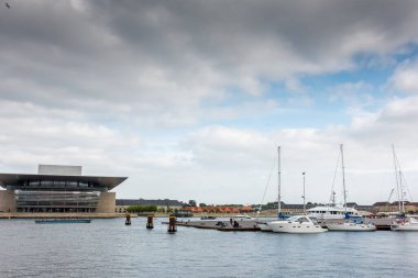 Kopenhag, Danimarka - 18 Temmuz 2019. Güzel Kopenhag mimarisi, Kopenhag 'da seyahat