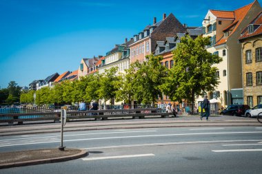 Kopenhag, Danimarka - 18 Temmuz 2019. Güzel Kopenhag mimarisi, Kopenhag 'da seyahat