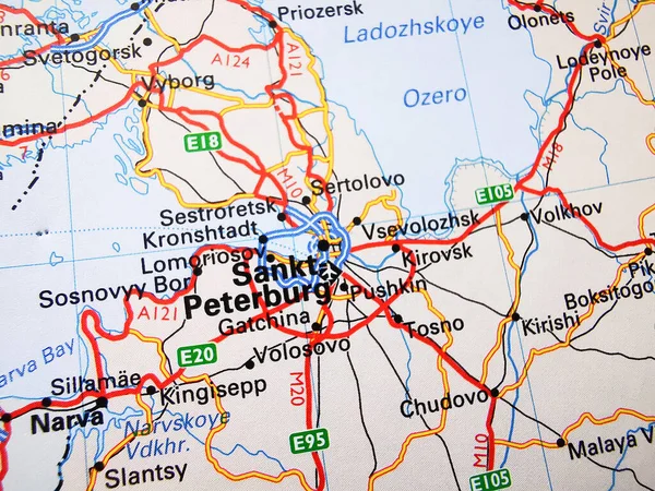 Sankt Peterburg Sobre Mapa Europa — Fotografia de Stock