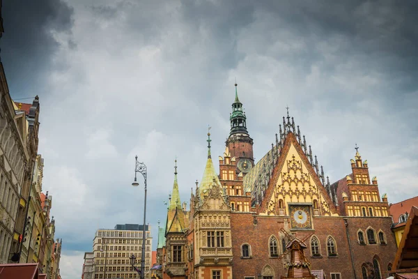 Prachtige Marktplein Wroclaw Mooie Oude Huizen — Stockfoto