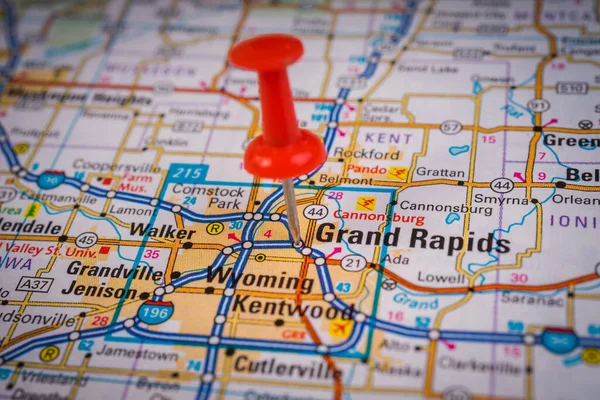 Grand Rapids Map Usa Travel Background — Stock Photo, Image