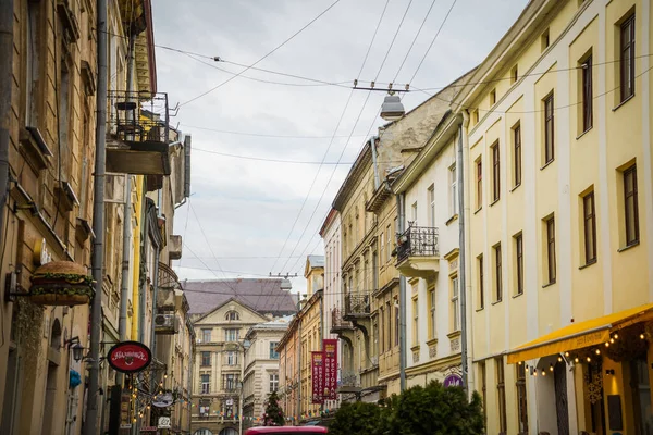 Magnificent Winter Lviv Architecture Streets — Stock Photo, Image