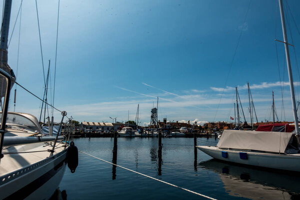 Beautiful Danish harbor with yachts