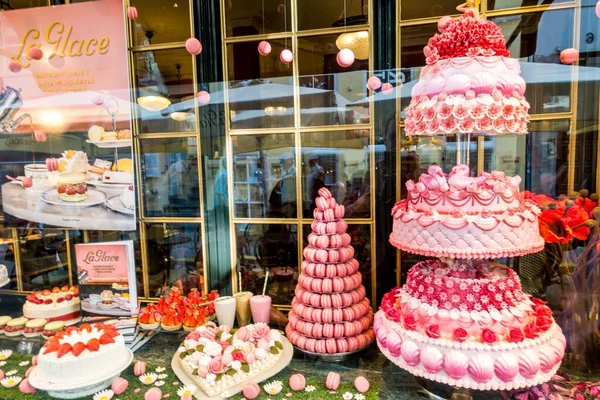 Copenhague Dinamarca Julho 2019 Linda Vitrine Com Bolos Uma Rua — Fotografia de Stock