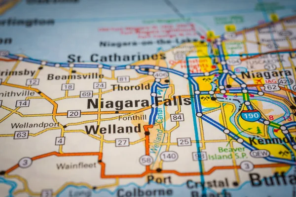 Wodospad Niagara Mapie Usa Kontekst Podróży — Zdjęcie stockowe