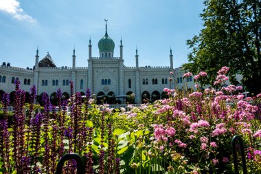 Kopenhag, Danimarka - 21 Temmuz 2019. Kopenhag 'daki güzel park ve bahçe. Çekim