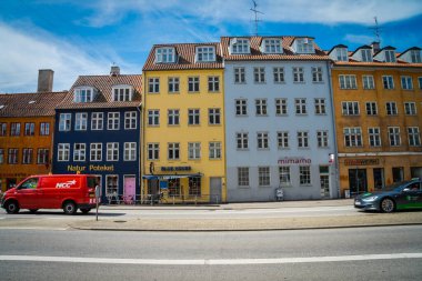 Kopenhag, Danimarka - 18 Temmuz 2019. Güzel Kopenhag mimarisi, Kopenhag 'da seyahat