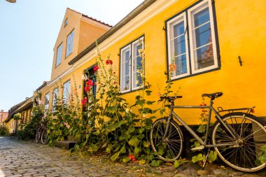 Resimli bir köyde güzel bir Danimarka mimarisi