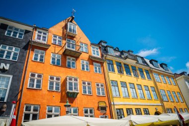 Kopenhag, Danimarka - 18 Temmuz 2019. Güzel Kopenhag mimarisi, Kopenhag 'da seyahat