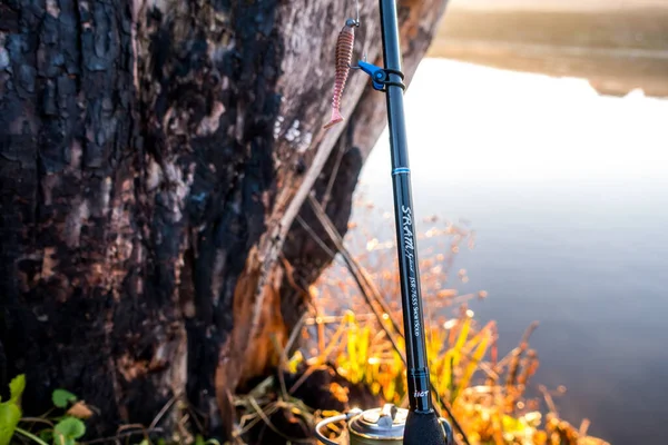 Pesca Del Luccio Sul Lago Pesca Sportiva Attività All Aperto — Foto Stock