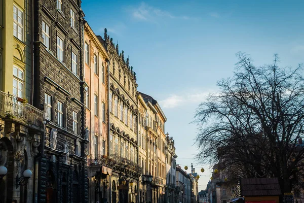 Prachtige Winter Lviv Architectuur Straten — Stockfoto