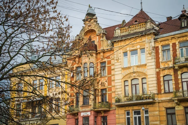 Prachtige Winter Lviv Architectuur Straten — Stockfoto