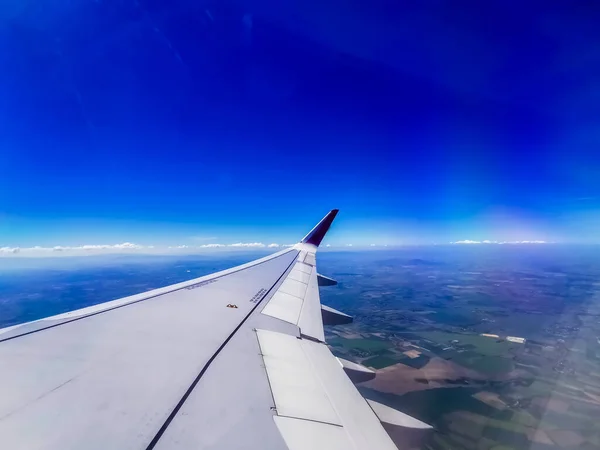 View Airplane Window Wing — Stock Photo, Image