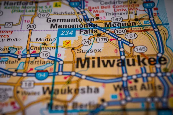 Milwaukee Mapie Podróży Usa — Zdjęcie stockowe
