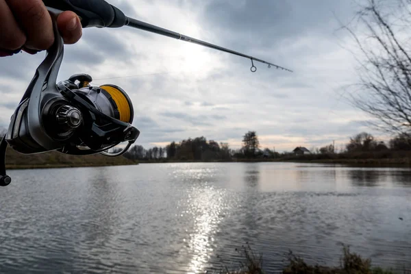 Pesca Sul Lago Fondo Pesca — Foto Stock