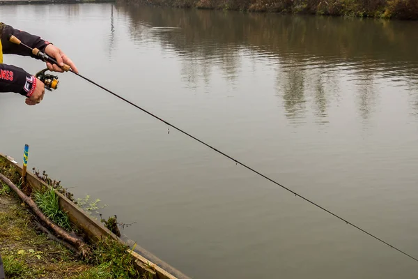 Pesca Truchas Lago Pesca Deportiva Actividades Aire Libre —  Fotos de Stock