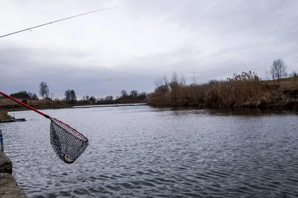 Angeln Auf Dem See Hintergrund Der Fischerei — Stockfoto