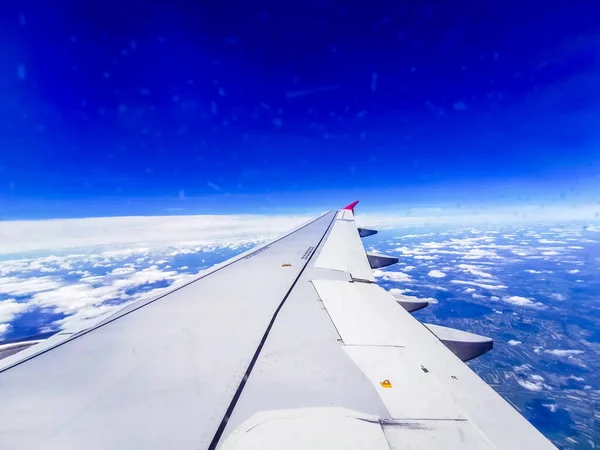 Pohled Okna Letadla Křídlo — Stock fotografie
