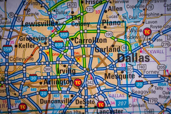 Dallas Sur Carte Des États Unis — Photo