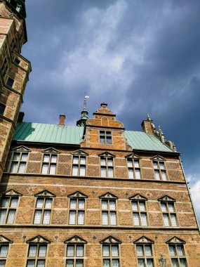 Kopenhag, Danimarka - 29 Temmuz 2019. Kopenhag yazı. Güzel mimari seyahat geçmişi.