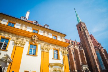 Wrocaw, Polonya - 15 Haziran 2019. Wroclaw 'ın güzel kiliseleri. 