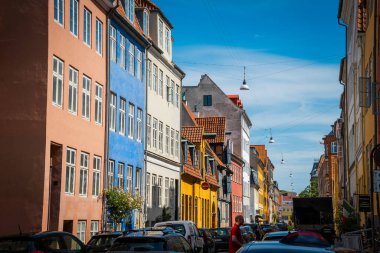 Kopenhag, Danimarka - 18 Temmuz 2019. Güzel Kopenhag mimarisi, Kopenhag 'da seyahat