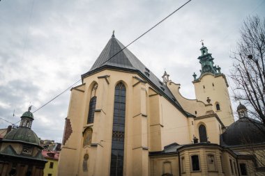 Muhteşem kış Lviv mimarisi ve sokakları