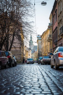 Muhteşem kış Lviv mimarisi ve sokakları