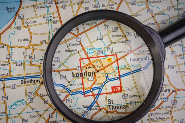 London on USA map travel background